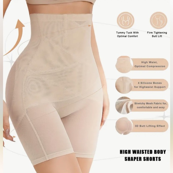 Women's High Waist Shapewear Shorts Tummy Control Compression Slimming - Picture 2 of 11